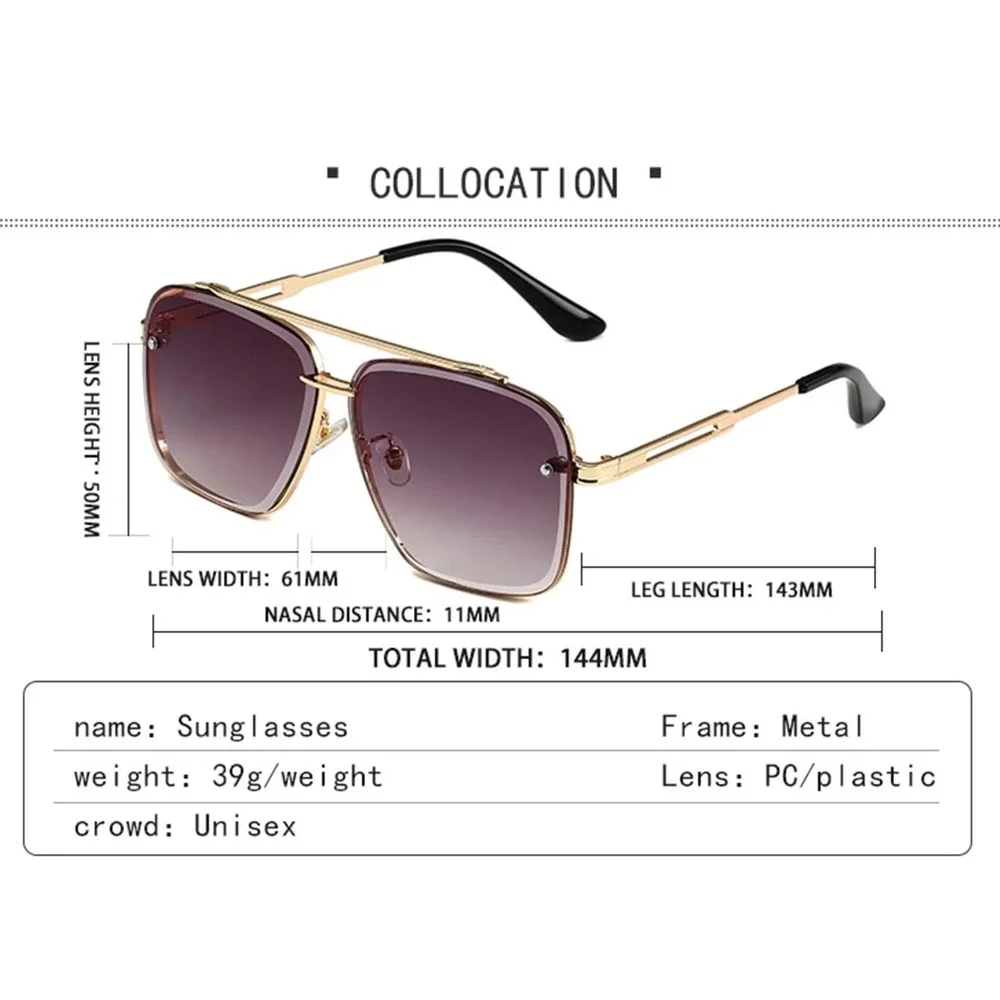 Aviator Sunglasses Gold Frame Brown Lens Square Fashion Shades UV400 Protection‎